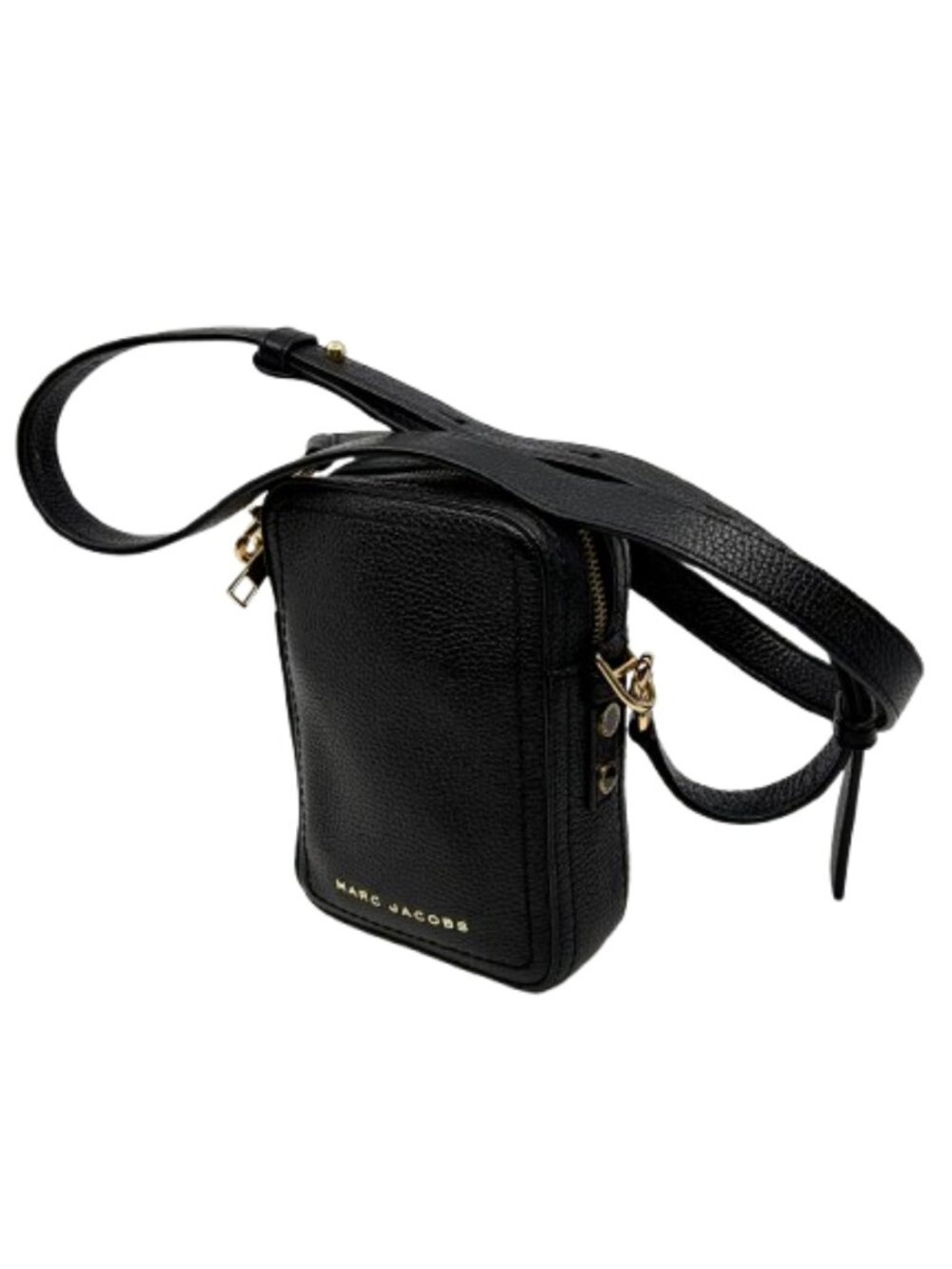 MARC JACOBS~North South Crossbody Bag~BLACK PEBBLED LEATHER GOLD HARDWARE